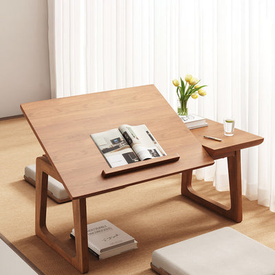 Solid Wood Side Table with Foldable Design & Multi-Angle Surface | Modern Japanese Style for Living Room 2