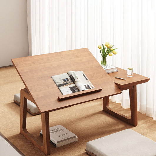 Solid Wood Side Table with Foldable Design & Multi-Angle Surface | Modern Japanese Style for Living Room 2