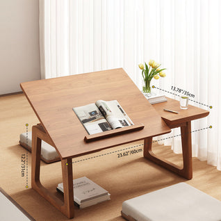 Solid Wood Side Table with Foldable Design & Multi-Angle Surface | Modern Japanese Style for Living Room