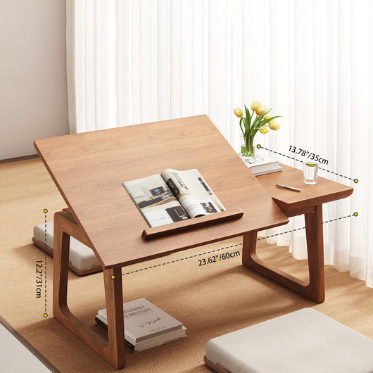 Solid Wood Side Table with Foldable Design & Multi-Angle Surface | Modern Japanese Style for Living Room 3