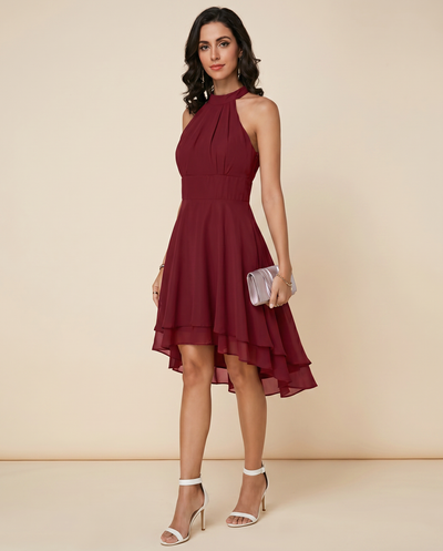 Sophia | Cocktail Dresses Halter Burgundy Chiffon Women Adult Summer 6
