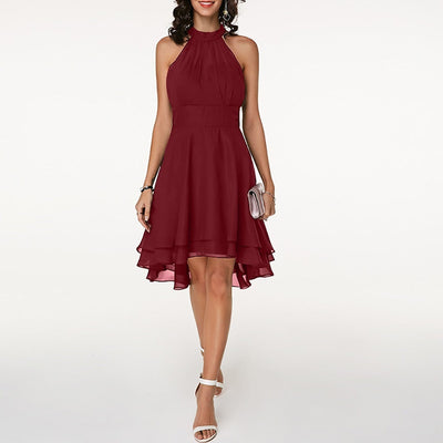 Sophia | Cocktail Dresses Halter Burgundy Chiffon Women Adult Summer 7