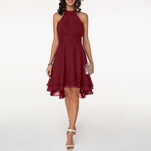 Sophia | Cocktail Dresses Halter Burgundy Chiffon Women Adult Summer 7