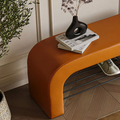 Storage Bench with PU Leather & Lambswool | Minimalist Design with 1 Shelf | Entryway Furniture 11