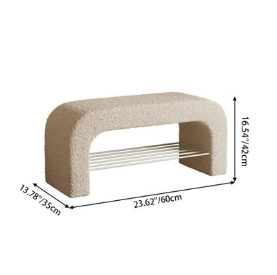 Storage Bench with PU Leather & Lambswool | Minimalist Design with 1 Shelf | Entryway Furniture 4