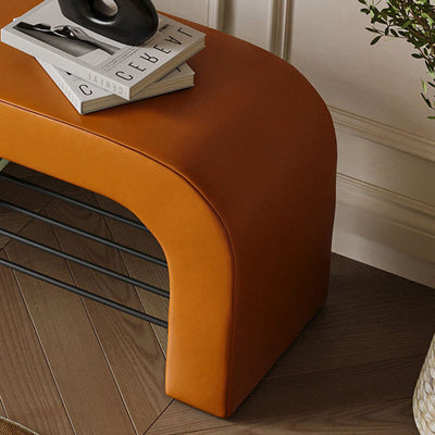 Storage Bench with PU Leather & Lambswool | Minimalist Design with 1 Shelf | Entryway Furniture 8