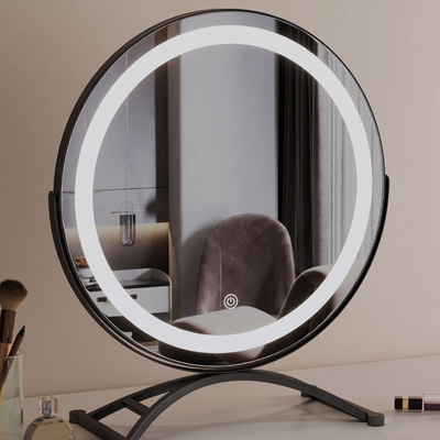 Vanity Mirror with Lights, 360° Rotation, Smart Touch Control, Modern Metal Frame 3