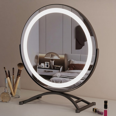 Vanity Mirror with Lights, 360° Rotation, Smart Touch Control, Modern Metal Frame 4