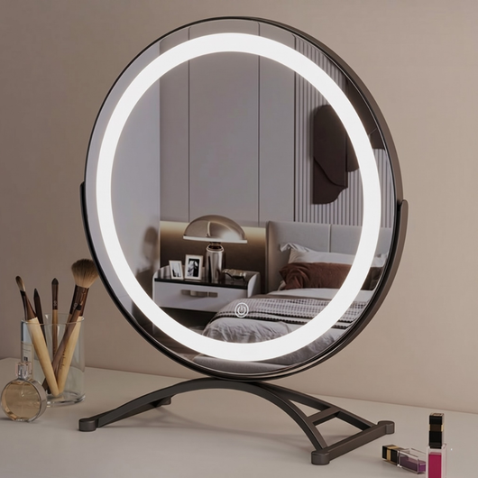 Vanity Mirror with Lights, 360° Rotation, Smart Touch Control, Modern Metal Frame 4