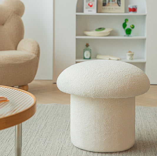 Vanity Stool | Minimalist Lambswool Upholstered | Armless Design for Bedroom Seating 0