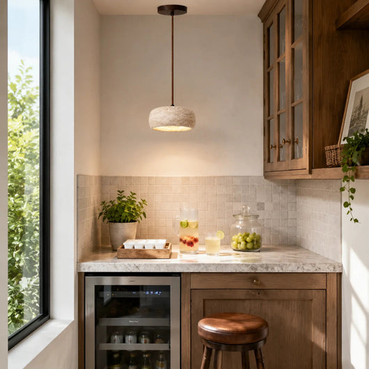 Vintage Cream Pendant Light Natural Travertine Stone for Kitchen Island Dining Room 4