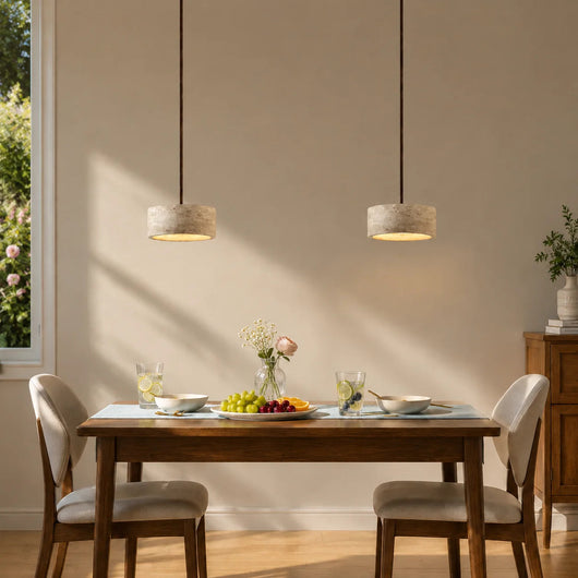 Vintage Cream Pendant Light Natural Travertine Stone for Kitchen Island Dining Room 6