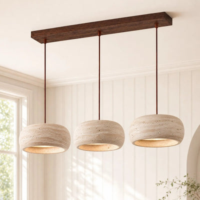 Vintage Cream Pendant Light Natural Travertine Stone for Kitchen Island Dining Room 8