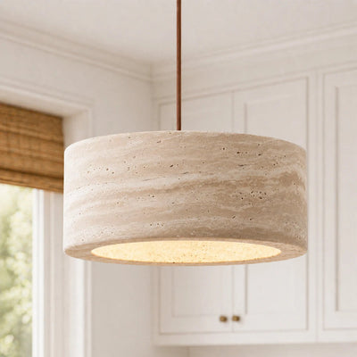 Vintage Cream Pendant Light Natural Travertine Stone for Kitchen Island Dining Room 9