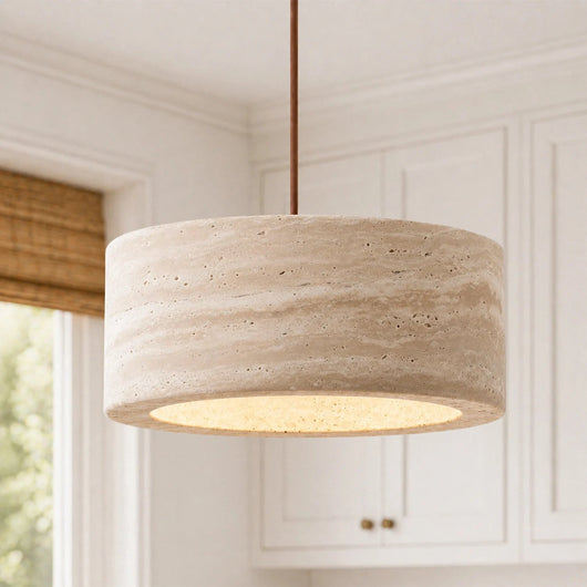 Vintage Cream Pendant Light Natural Travertine Stone for Kitchen Island Dining Room 9