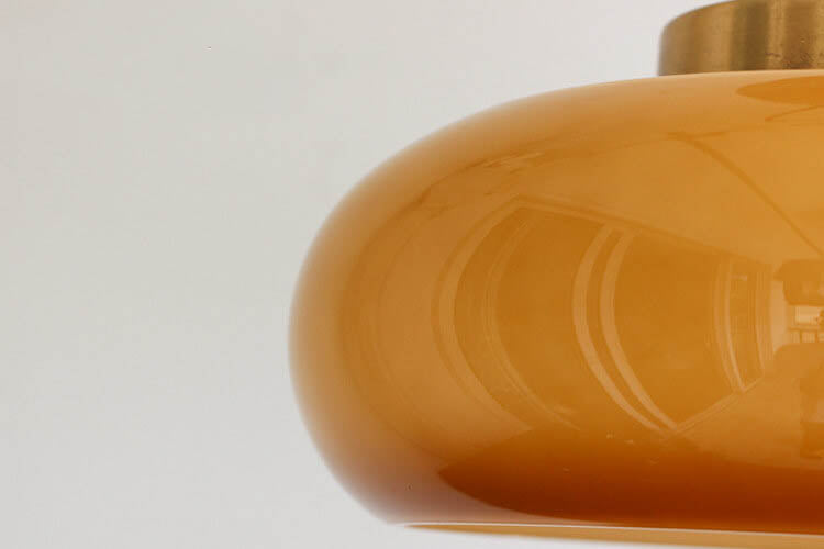 Vintage Flush Mount Ceiling Light Brass Finish with Yellow Glass Shade for Living Room Bedroom 6