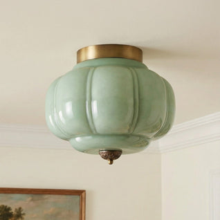 Vintage Flush Mount Ceiling Light with Milk Glass Shade for Living Room and Dining Area