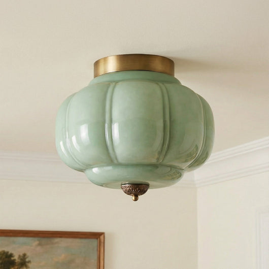 Vintage Flush Mount Ceiling Light with Milk Glass Shade for Living Room and Dining Area 2