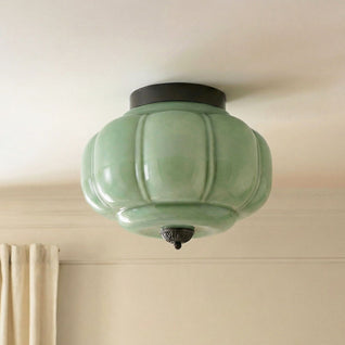 Vintage Flush Mount Ceiling Light with Milk Glass Shade for Living Room and Dining Area