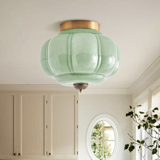 Vintage Flush Mount Ceiling Light with Milk Glass Shade for Living Room and Dining Area