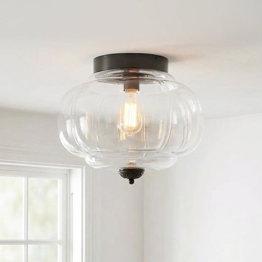 Vintage Flush Mount Ceiling Light with Milk Glass Shade for Living Room and Dining Area 5