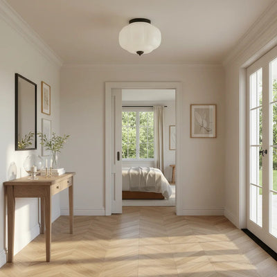 Vintage Flush Mount Ceiling Light with Milk Glass Shade for Living Room and Dining Area 7