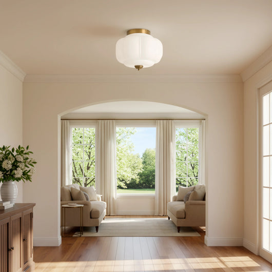 Vintage Flush Mount Ceiling Light with Milk Glass Shade for Living Room and Dining Area 8