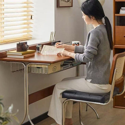 Vintage Office Desk with Pine Wood Top and Stainless Steel Base | Home Office or Bedroom Use 2