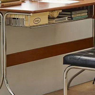 Vintage Office Desk with Pine Wood Top and Stainless Steel Base | Home Office or Bedroom Use 7