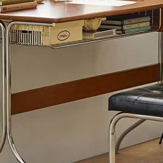 Vintage Office Desk with Pine Wood Top and Stainless Steel Base | Home Office or Bedroom Use 7