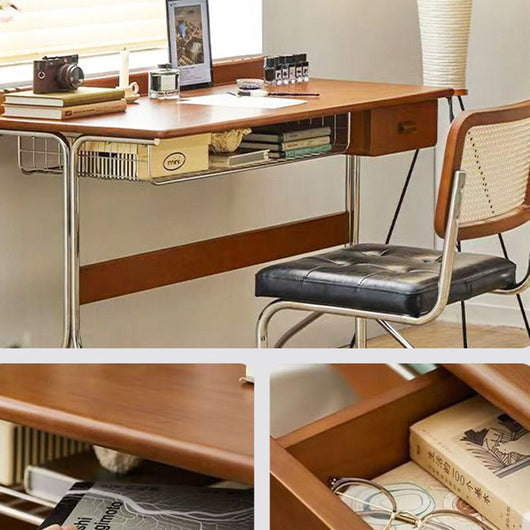 Vintage Office Desk with Pine Wood Top and Stainless Steel Base | Home Office or Bedroom Use 8