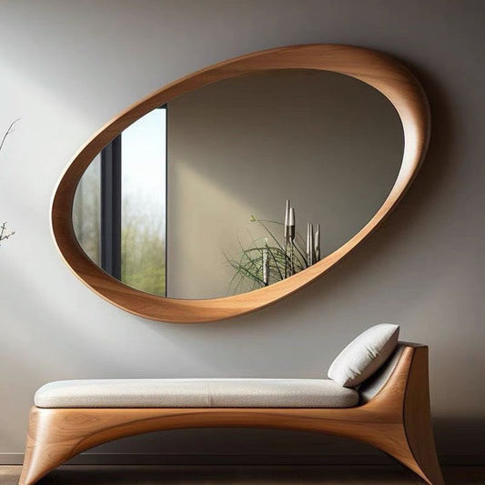 Vintage Wall Mirror | Solid Rubberwood Frame & Tempered Glass | Full-Length Design | Bedroom Decor 0