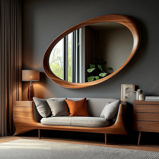 Vintage Wall Mirror | Solid Rubberwood Frame & Tempered Glass | Full-Length Design | Bedroom Decor