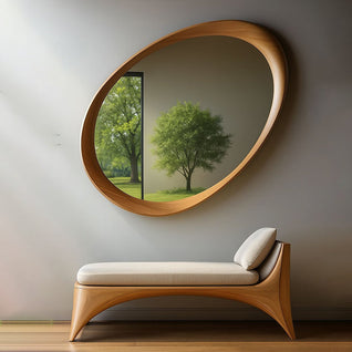 Vintage Wall Mirror | Solid Rubberwood Frame & Tempered Glass | Full-Length Design | Bedroom Decor