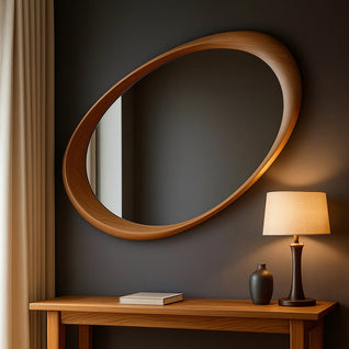 Vintage Wall Mirror | Solid Rubberwood Frame & Tempered Glass | Full-Length Design | Bedroom Decor