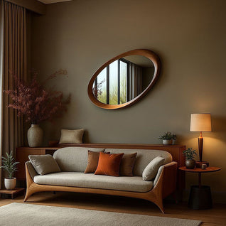 Vintage Wall Mirror | Solid Rubberwood Frame & Tempered Glass | Full-Length Design | Bedroom Decor