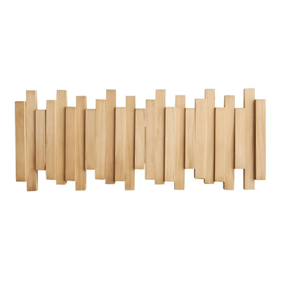 Wall Mounted Coat Rack - Solid Walnut Wood - Unique Piano Key Design - Space-Saving Hooks 1