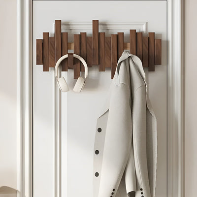Wall Mounted Coat Rack - Solid Walnut Wood - Unique Piano Key Design - Space-Saving Hooks 8