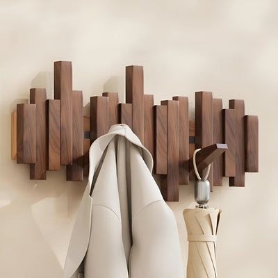Wall Mounted Coat Rack - Solid Walnut Wood - Unique Piano Key Design - Space-Saving Hooks 9