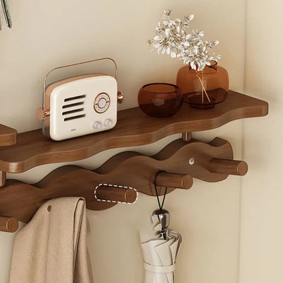 Wall Mounted Coat Rack with Shelf - Bamboo Entryway Organizer with Hooks for Coats and Keys - Modern Minimalist Design 4