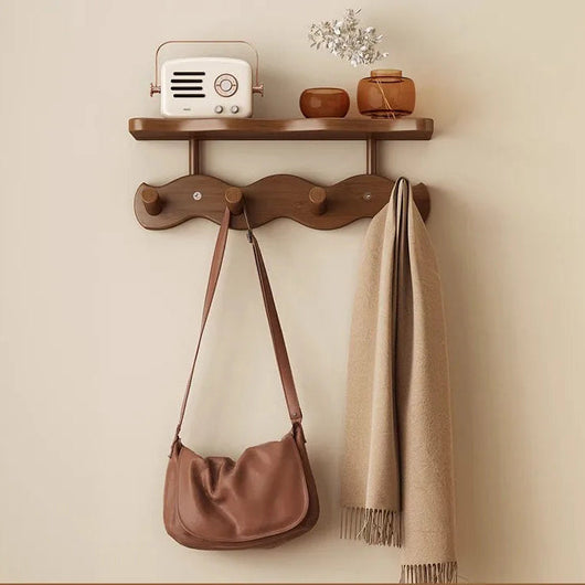 Wall Mounted Coat Rack with Shelf - Bamboo Entryway Organizer with Hooks for Coats and Keys - Modern Minimalist Design 6