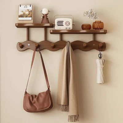 Wall Mounted Coat Rack with Shelf - Bamboo Entryway Organizer with Hooks for Coats and Keys - Modern Minimalist Design 7