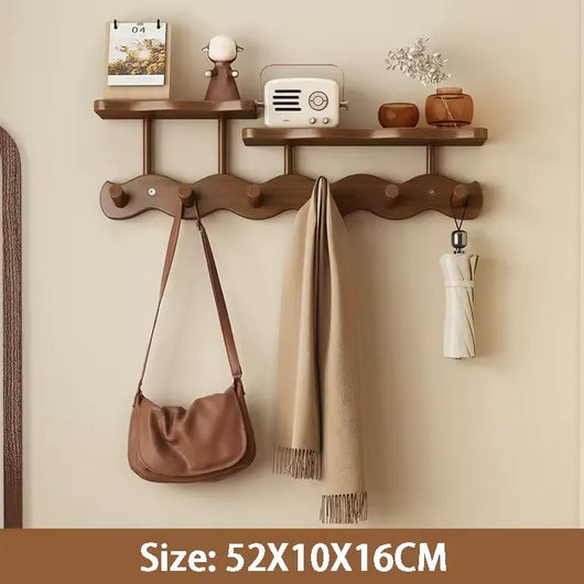 Wall Mounted Coat Rack with Shelf - Bamboo Entryway Organizer with Hooks for Coats and Keys - Modern Minimalist Design 8