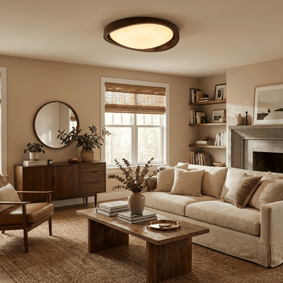 Walnut Elegance | Modern Stylish Flush Mount Ceiling Light Fixture 2