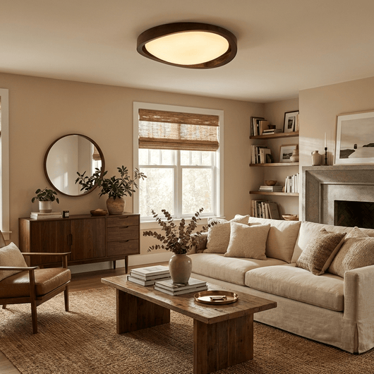 Walnut Elegance | Modern Stylish Flush Mount Ceiling Light Fixture 2
