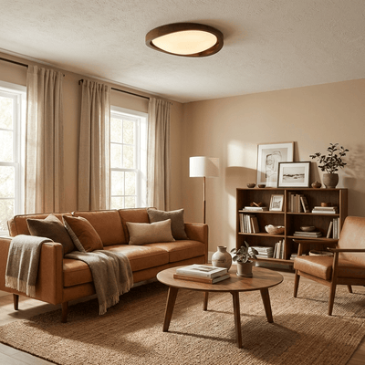 Walnut Elegance | Modern Stylish Flush Mount Ceiling Light Fixture 3