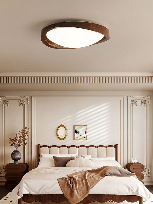 Walnut Elegance | Modern Stylish Flush Mount Ceiling Light Fixture 8