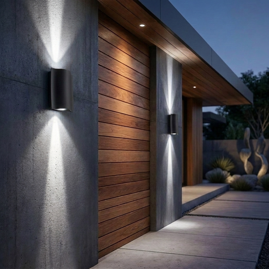 WavyLight | Modern Up and Down Outdoor Wall Light Fixture with Clear Glass Shade 0