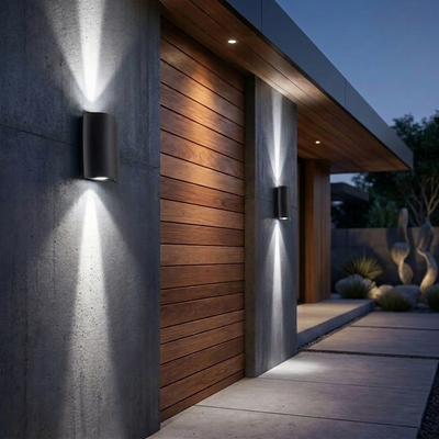 WavyLight | Modern Up and Down Outdoor Wall Light Fixture with Clear Glass Shade 0