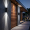 WavyLight | Modern Up and Down Outdoor Wall Light Fixture with Clear Glass Shade